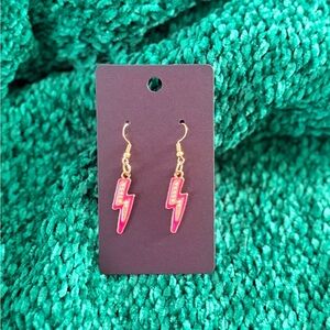 Gold and Pink Lightning Bolt Earrings